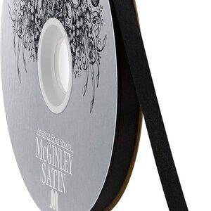 NWT - McGinley Mills 5/16" W Acetate Satin Ribbon, Black, 100 Yard Spool